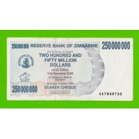 Зимбабве - 250000000 / 250 миллионов долларов - 2008 (AA)