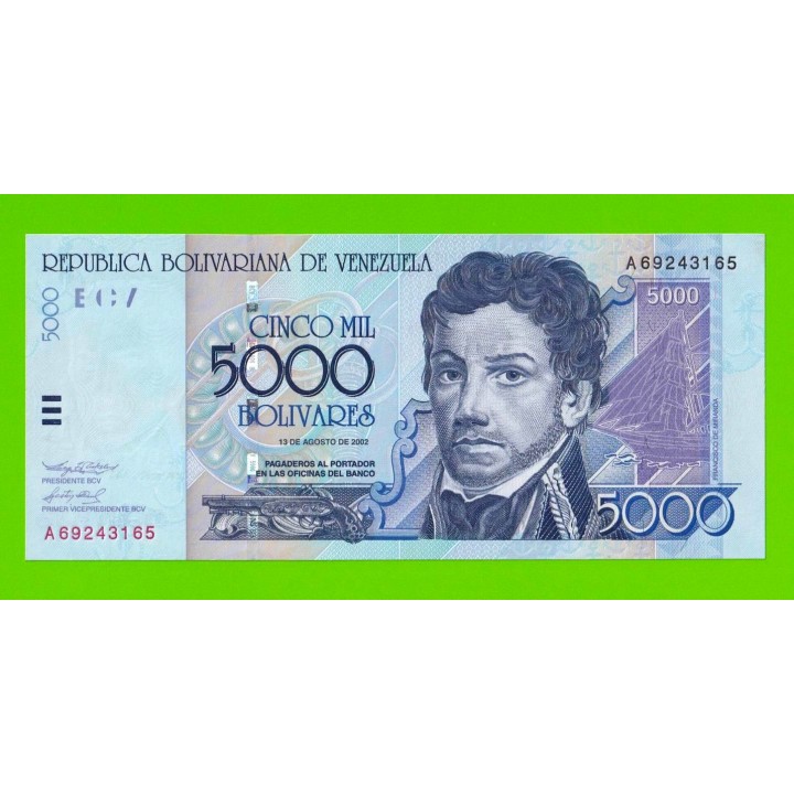 Венесуэла - 5000 боливаров - 2002 - UNC!!!