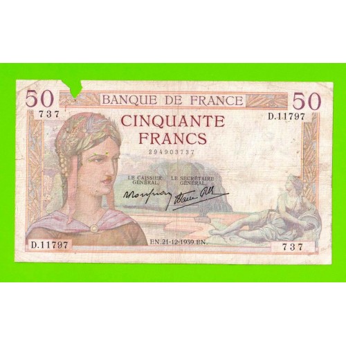 Франция - 50 франков - 1939
