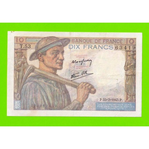 Франция - 10 франков - 1943