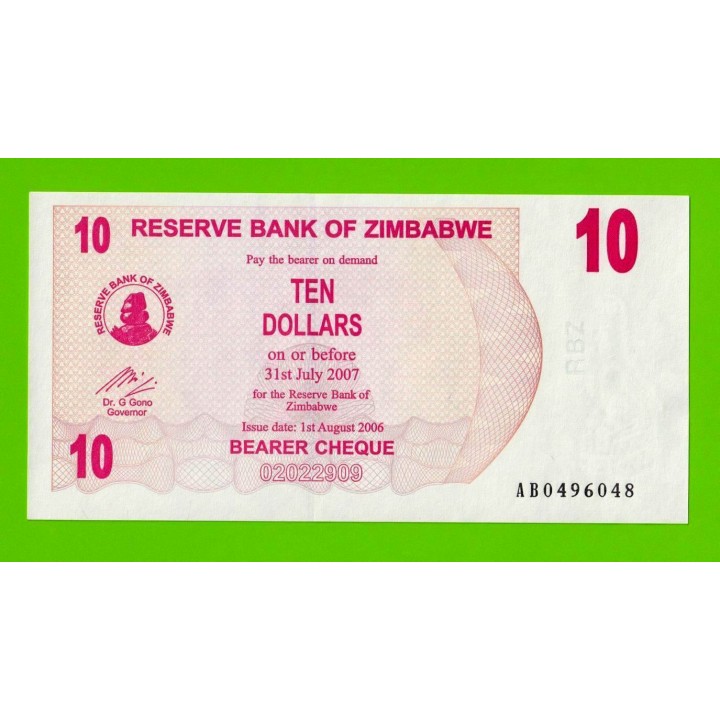 Зимбабве - 10 долларов - 2006 (AB) - UNC!!!