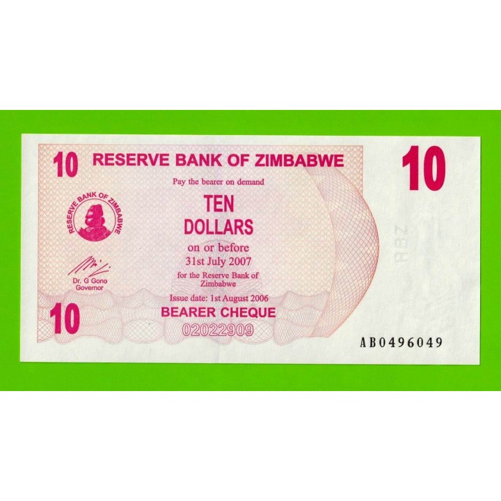 Зимбабве - 10 долларов - 2006 (AB) - UNC!!!