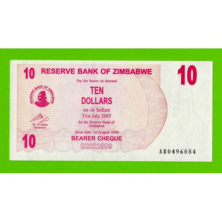 Зимбабве - 10 долларов - 2006 (AB) - UNC!!!