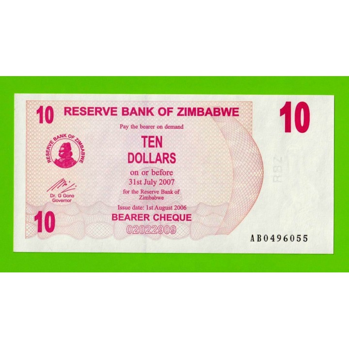 Зимбабве - 10 долларов - 2006 (AB) - UNC!!!