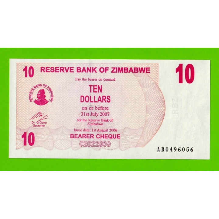 Зимбабве - 10 долларов - 2006 (AB) - UNC!!!