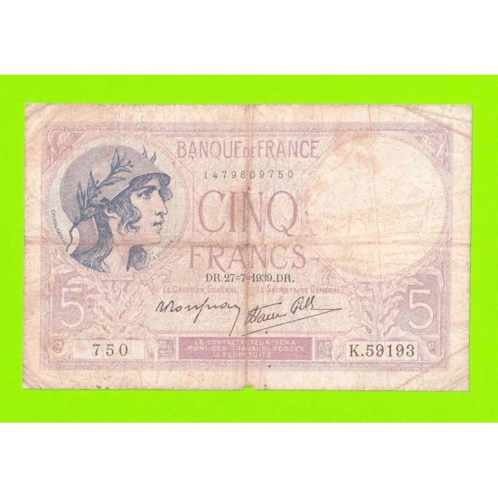 Франция - 5 франков - 1939