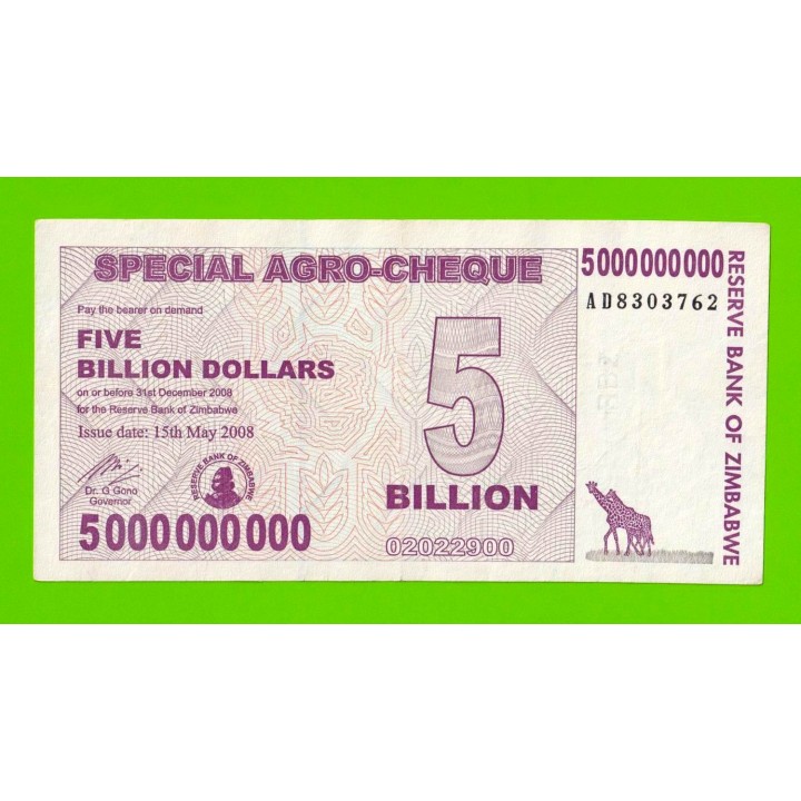 Зимбабве - 5000000000 / 5 миллиардов долларов - 2008 (AD)