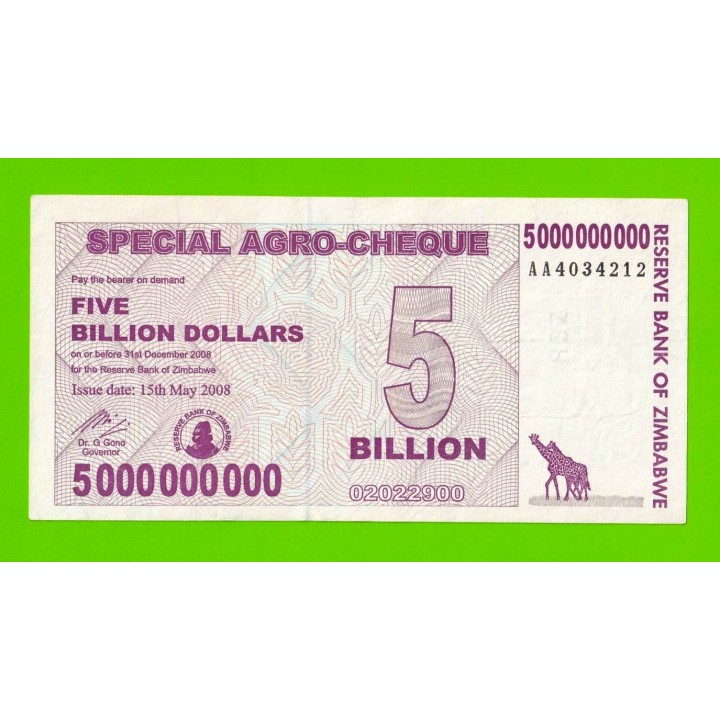 Зимбабве - 5000000000 / 5 миллиардов долларов - 2008 (AA)