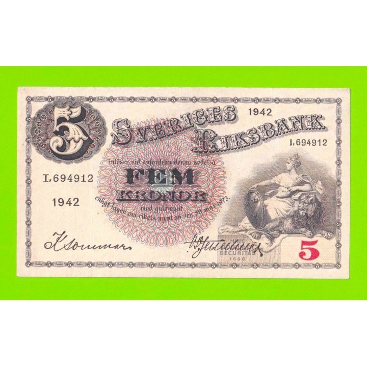 Швеция - 5 крон - 1942