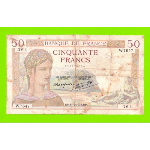 Франция - 50 франков - 1938