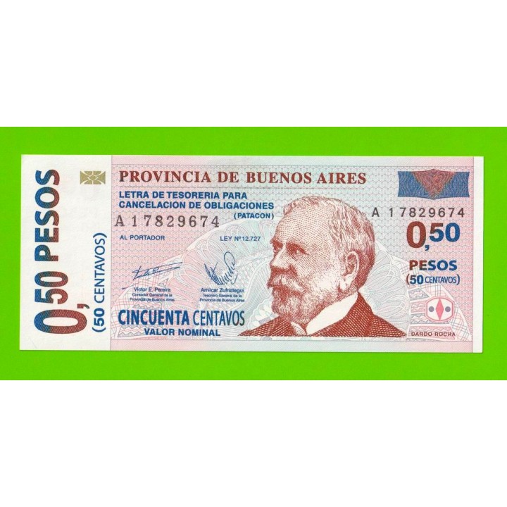 Аргентина, Патакон (Буэнос-Айрес) - 0,50 песо / 50 сентаво - 2002 (A) - UNC!!!