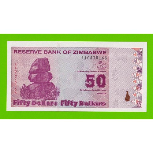Зимбабве - 50 долларов - 2009 - UNC-!!!