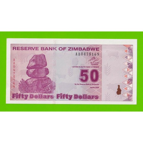 Зимбабве - 50 долларов - 2009 - UNC-!!!