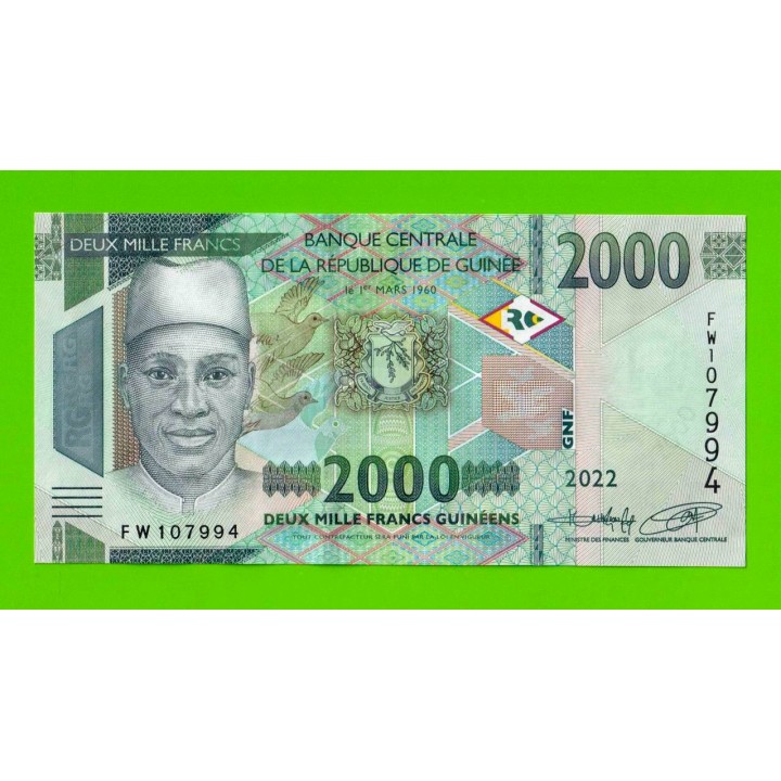 Гвинея - 2000 франков - 2022 - UNC!!!