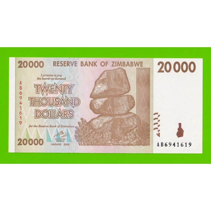 Зимбабве - 20000 долларов - 2008 - UNC!!!