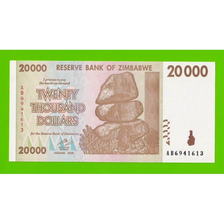 Зимбабве - 20000 долларов - 2008 - UNC!!!