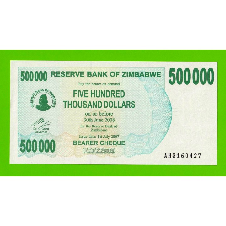 Зимбабве - 500000 долларов - 2007 - UNC!!!