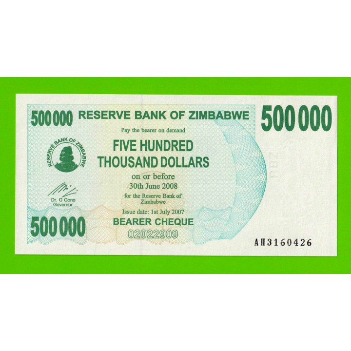 Зимбабве - 500000 долларов - 2007 - UNC!!!