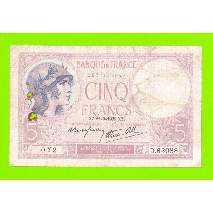 Франция - 5 франков - 1939