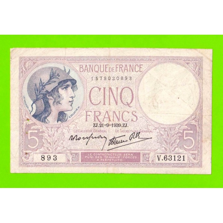 Франция - 5 франков - 1939