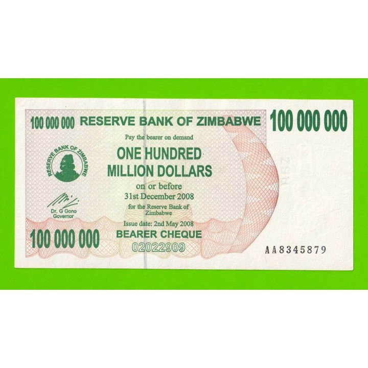Зимбабве - 100000000 / 100 миллионов долларов - 2008 (AA)