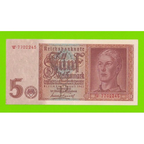 Германия - 5 марок - 1942 (W) - XF+++!!!