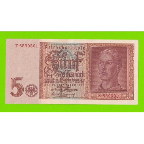 Германия - 5 марок - 1942 (Z) - XF+!!!