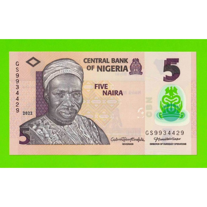 Нигерия - 5 найра - 2022 - полимер - UNC!!!