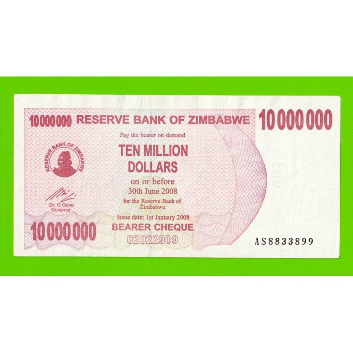Зимбабве - 10000000 / 10 миллионов долларов - 2008 (AS)