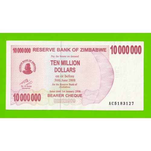 Зимбабве - 10000000 / 10 миллионов долларов - 2008 (AC)