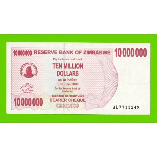 Зимбабве - 10000000 / 10 миллионов долларов - 2008 (AL)