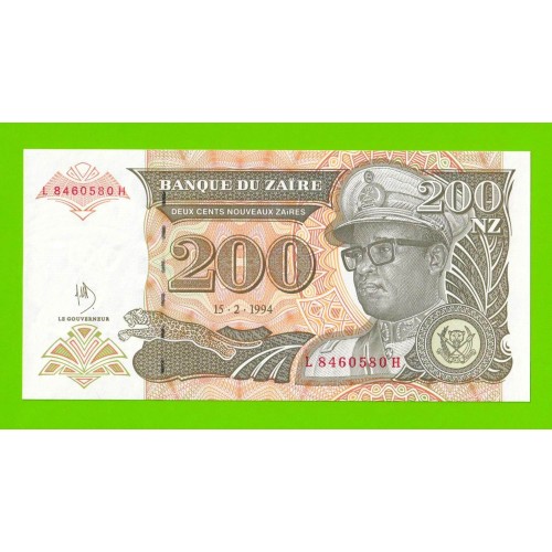 Заир - 200 новых заире - 1994 - UNC!!!
