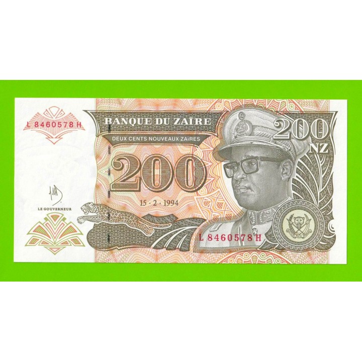 Заир - 200 новых заире - 1994 - UNC!!!