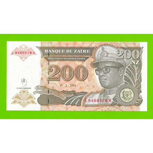 Заир - 200 новых заире - 1994 - UNC!!!