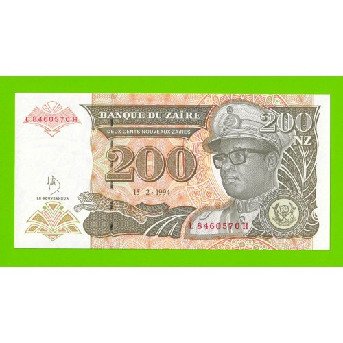 Заир - 200 новых заире - 1994 - UNC!!!
