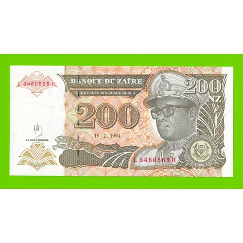 Заир - 200 новых заире - 1994 - UNC!!!