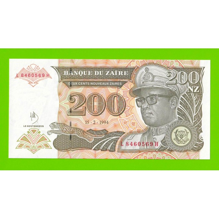 Заир - 200 новых заире - 1994 - UNC!!!