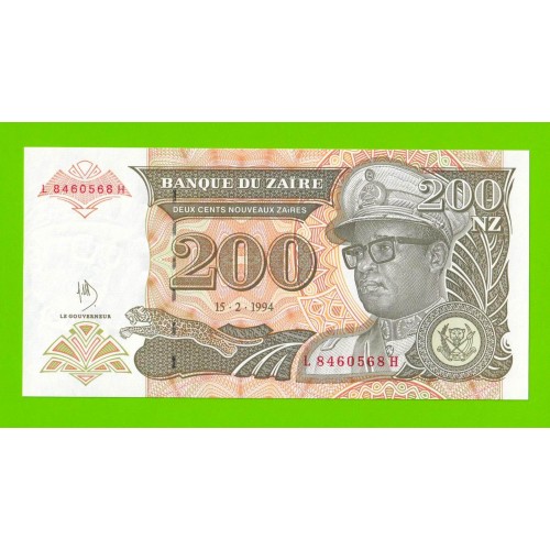 Заир - 200 новых заире - 1994 - UNC!!!