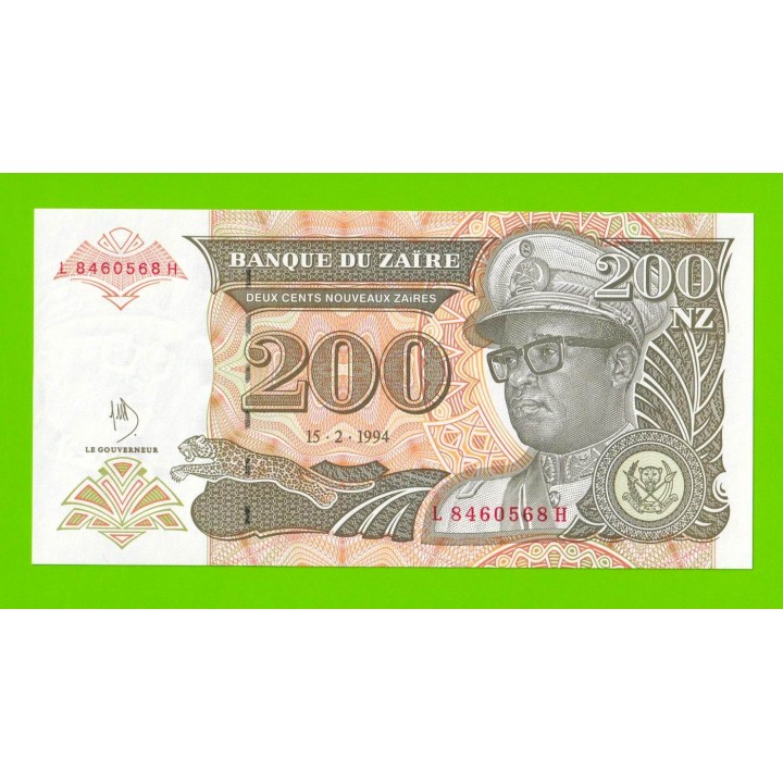 Заир - 200 новых заире - 1994 - UNC!!!
