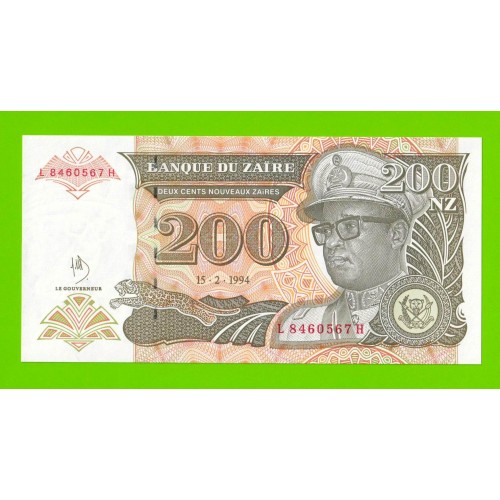 Заир - 200 новых заире - 1994 - UNC!!!