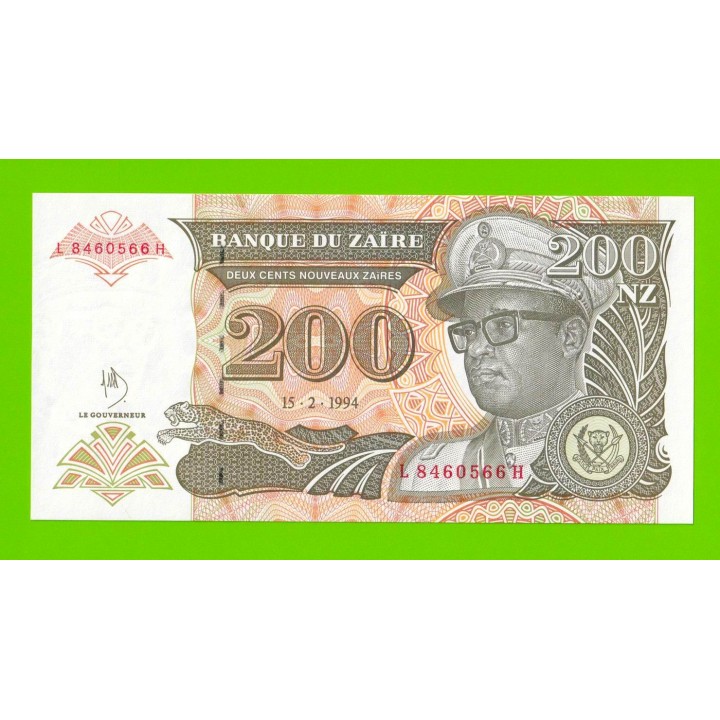 Заир - 200 новых заире - 1994 - UNC!!!