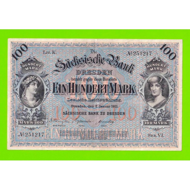 Германия, Дрезден - 100 марок - 1911