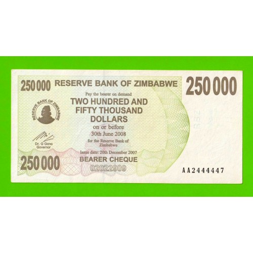 Зимбабве - 250000 долларов - 2007 (AA)