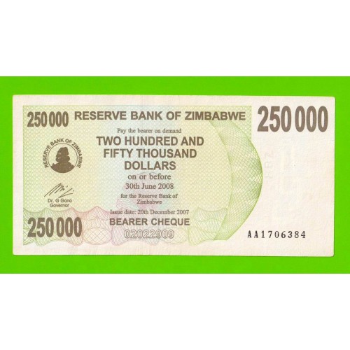 Зимбабве - 250000 долларов - 2007 (AA)