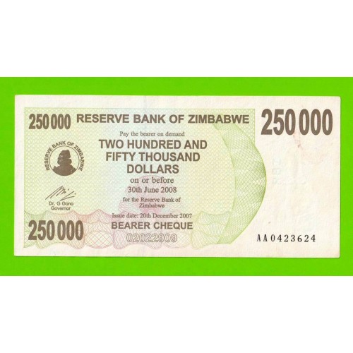 Зимбабве - 250000 долларов - 2007 (AA)