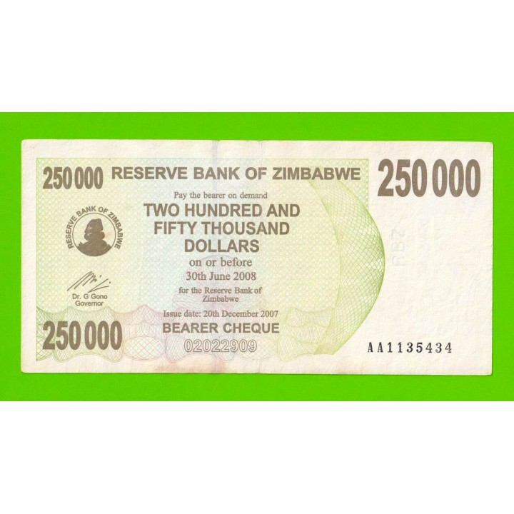 Зимбабве - 250000 долларов - 2007 (AA)