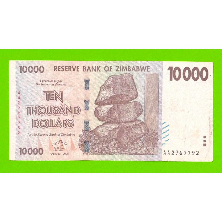 Зимбабве - 10000 долларов - 2008 (AA)