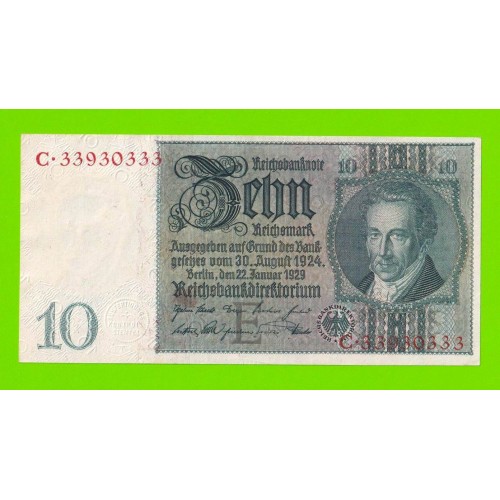 Германия - 10 марок - 1929 - XF+!!!