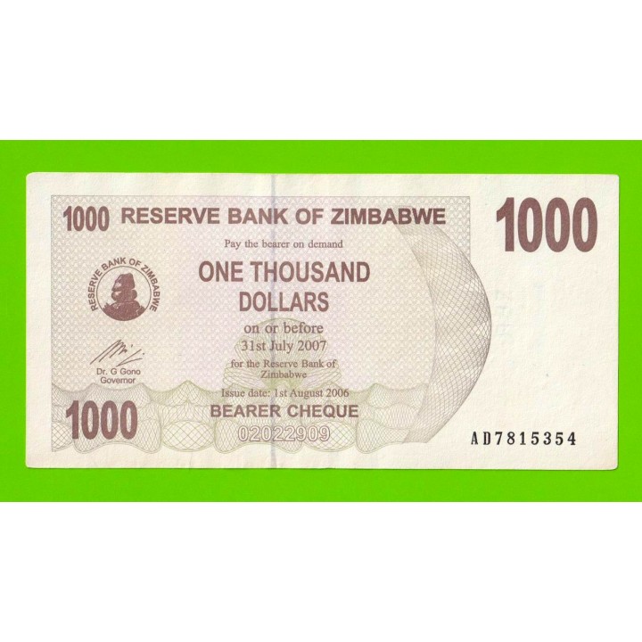 Зимбабве - 1000 долларов - 2006 (AD)