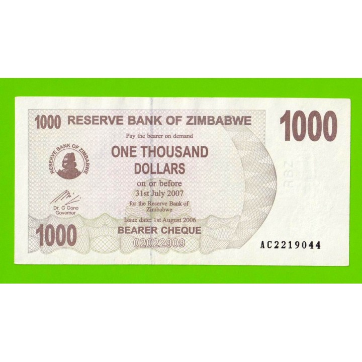 Зимбабве - 1000 долларов - 2006 (AC)